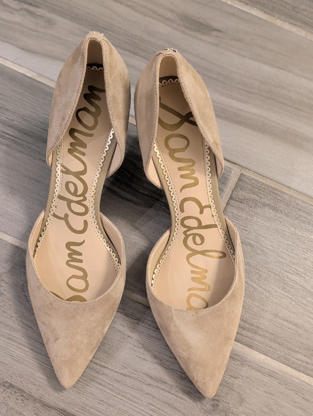 EUC Sam Edelman Beige Taupe Suede Pointed D'Orsay Heels
